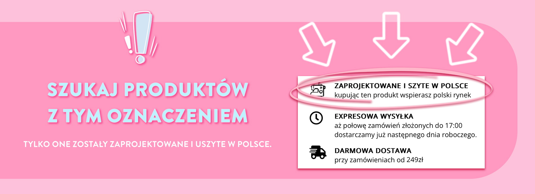 Szukaj produkt&oacute;w z takim oznaczeniem. Zaprojektowane i szyte w Polsce. Kupując ten produkt wspierasz polski rynek. Expresowa Wysyłka. Kup do 16:00 - dostawa jutro. Darmowa Dostawa przy zam&oacute;wieniach od 200zł